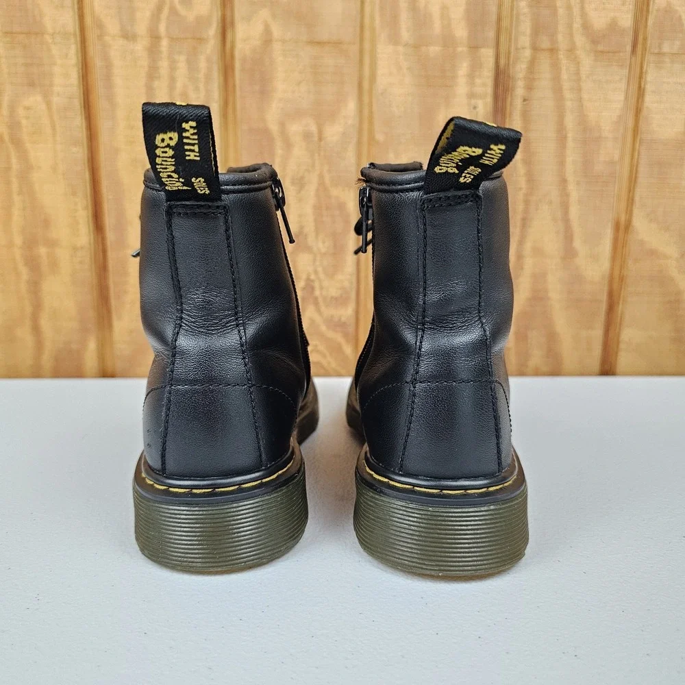 Dr Martens Black Leather Lace Up Boots Kids Size US 3 Black Zip 1460J